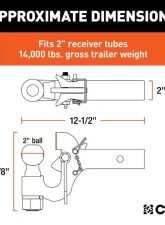 Curt 2" Shank 2" Ball 14K Lbs Securelatch Receiver-Mount Ball And Pintle Hitch                                     - 48407 - Image 2
