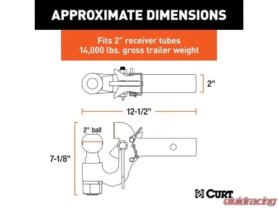 Curt 2" Shank 2" Ball 14K Lbs Securelatch Receiver-Mount Ball And Pintle Hitch - 48407