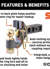 Curt 2" Shank 2" Ball 14K Lbs Securelatch Receiver-Mount Ball And Pintle Hitch                                     - 48407 - Image 3