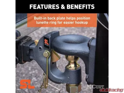 Curt 2" Shank 2" Ball 14K Lbs Securelatch Receiver-Mount Ball And Pintle Hitch - 48407