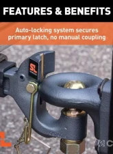 Curt 2" Shank 2" Ball 14K Lbs Securelatch Receiver-Mount Ball And Pintle Hitch                                     - 48407 - Image 5