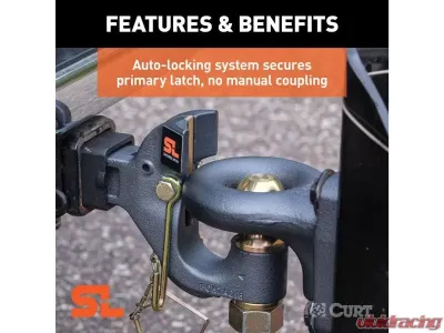 Curt 2" Shank 2" Ball 14K Lbs Securelatch Receiver-Mount Ball And Pintle Hitch - 48407