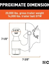 Curt 2-5/16" Ball 20,000 Lbs Securelatch Ball And Pintle Hitch                                     - 48410 - Image 2