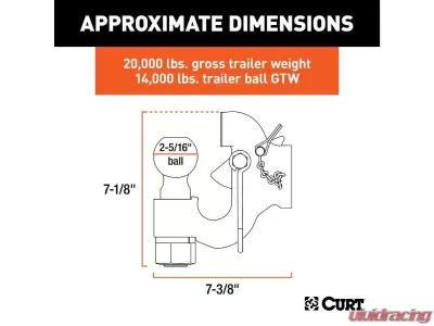 Curt 2-5/16" Ball 20,000 Lbs Securelatch Ball And Pintle Hitch - 48410