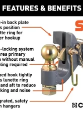 Curt 2-5/16" Ball 20,000 Lbs Securelatch Ball And Pintle Hitch                                     - 48410 - Image 3