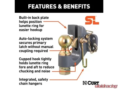 Curt 2-5/16" Ball 20,000 Lbs Securelatch Ball And Pintle Hitch - 48410