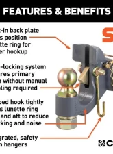 Curt 2" Ball 20,000 Lbs Securelatch Ball And Pintle Hitch                                     - 48411 - Image 3