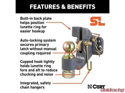 Curt 2" Ball 20,000 Lbs Securelatch Ball And Pintle Hitch - 48411
