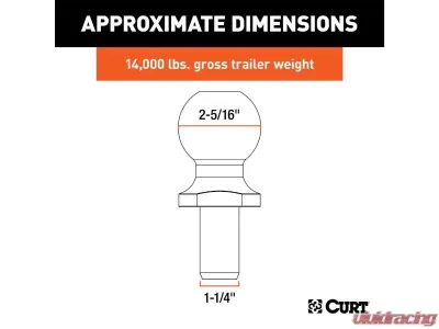 Curt 14,000 Lbs 1-1/4" Shank Replacement Securelatch 2-5/16" Pintle Ball - 48430