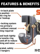 Curt 30,000 Lbs 2-1/2" | 3" Lunette Securelatch Pintle Hook                                     - 48505 - Image 3