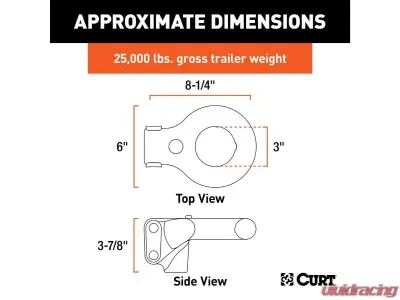 Curt 25,000 Lbs 3" Id Securelatch Channel-Style Lunette Ring - 48625