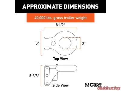 Curt 40,000 Lbs 3" Id Securelatch Channel-Style Lunette Ring - 48626