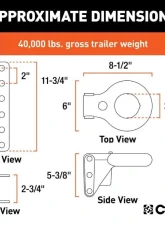 Curt 40,000 Lbs 3" Id 11-3/4" Channel Height Securelatch Lunette Ring And Channel                                     - 48641 - Image 2