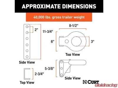 Curt 40,000 Lbs 3" Id 11-3/4" Channel Height Securelatch Lunette Ring And Channel - 48641
