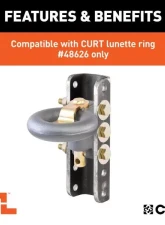 Curt 2-3/4" Id 11-3/4" High Securelatch Lunette Ring Channel                                     - 48651 - Image 4