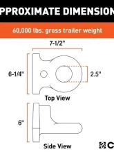 Curt 60,000 Lbs 2-1/2" Id Securelatch Flush-Mount Lunette Ring                                     - 48661 - Image 2