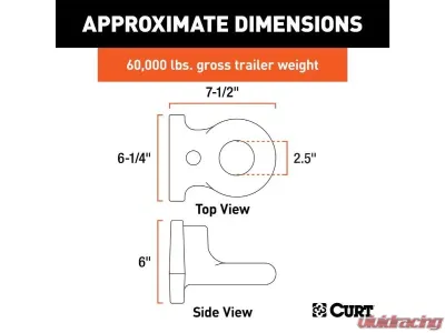 Curt 60,000 Lbs 2-1/2" Id Securelatch Flush-Mount Lunette Ring - 48661