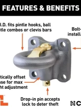 Curt 60,000 Lbs 2-1/2" Id Securelatch Flush-Mount Lunette Ring                                     - 48661 - Image 3