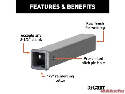 Curt 2-1/2" Receiver 18" Raw Steel Receiver Tubing - 49511