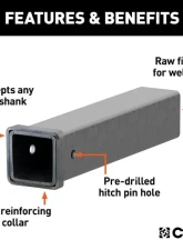 Curt 3" Receiver 18" Raw Steel Receiver Tubing                                     - 49515 - Image 3