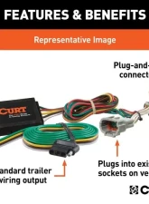 Curt 4-Way Flat Output Custom Wiring Harness Toyota Prius Awd-E 2019-2023                                     - 56439 - Image 2