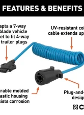 Curt 7-Way RV Blade Vehicle To 4-Way Flat 8' Trailer Electrical Adapter Harness                                     - 57280 - Image 3