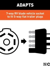 Curt 7-Way RV Blade Vehicle To 5-Way Flat 8' Trailer Electrical Adapter Harness                                     - 57282 - Image 4