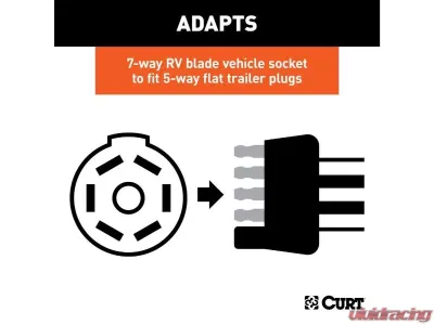 Curt 7-Way RV Blade Vehicle To 5-Way Flat 8' Trailer Electrical Adapter Harness - 57282