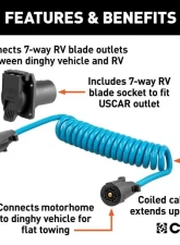 Curt 7-Way RV Blade Fits Uscar 8' Dinghy Towing Electrical Adapter & Socket                                     - 57284 - Image 3