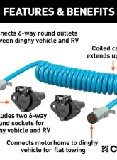 Curt 6-Way Round 8' Dinghy Towing Electrical EXTension And Sockets                                     - 57286 - Image 3