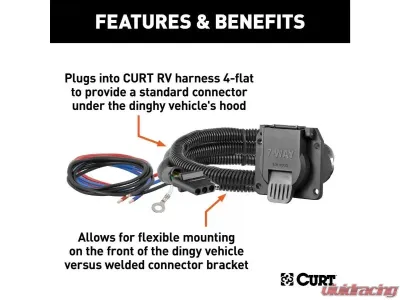 Curt 4-Way Flat Vehicle To 7-Way RV Blade Dinghy Towing Electrical Adapter - 58980
