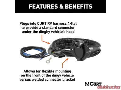 Curt 4-Way Flat Vehicle To 6-Way Round Dinghy Towing Electrical Adapter - 58981