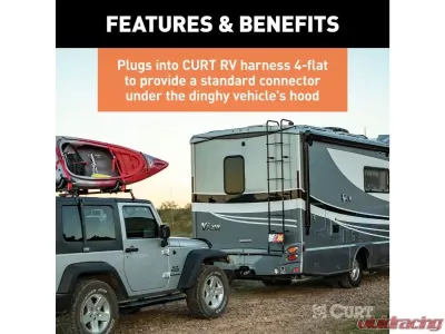 Curt 4-Way Flat Vehicle To 6-Way Round Dinghy Towing Electrical Adapter - 58981