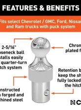 Curt 2-5/16" Gooseneck Ball 38K Lbs Ram Oem Puck System                                     - 60627 - Image 3