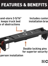Curt Double Lock EZR Gooseneck Hitch Kit With Brackets Chevrolet Silverado | Gmc Sierra HD 2020-2023                                     - 60690 - Image 2