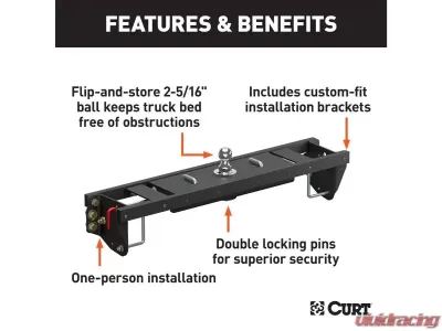 Curt Double Lock EZR Gooseneck Hitch Kit With Brackets Chevrolet Silverado | Gmc Sierra HD 2020-2023 - 60690