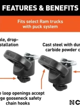 Curt 38K Lbs Oem Puck System Gooseneck Safety Chain Anchors Ram 2500 | 3500 2013-2022                                     - 60698 - Image 3