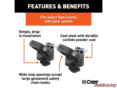 Curt 38K Lbs Oem Puck System Gooseneck Safety Chain Anchors Ram 2500 | 3500 2013-2022 - 60698