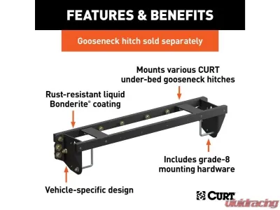 Curt Double Lock EZR Gooseneck Install Brackets Chevrolet Silverado | Gmc Sierra 2500 | 3500 HD 2020-2023 - 60701