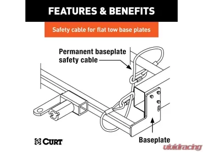 Curt 3,500 Lbs Replacement 36" x 1/4" Diameter Tow Bar Base Plate Safety Cable - 70006