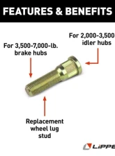 Curt Lippert Wheel Lug Stud - 1/2"-20 x 2", Yellow                                     - 121803L - Image 2