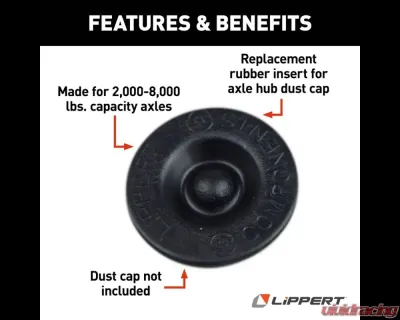 Curt Lippert Universal Rubber Insert for Axle Hub Dust Cap - 2,000 to 8,000 lbs. - 122065