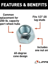 Curt Lippert 60 degrees Cone Trailer Lug Nut - 1/2"-20                                     - 122076 - Image 2