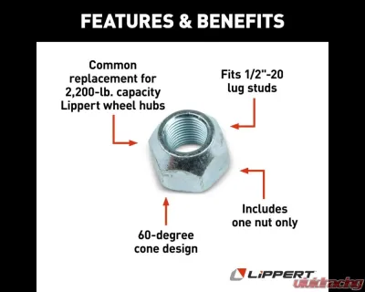 Curt Lippert 60 degrees Cone Trailer Lug Nut - 1/2"-20 - 122076