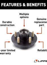 Curt Lippert Idler Hub for 3,500-lb. Axle - 5 on 4.5", 1/2" Stud                                     - 122098 - Image 2