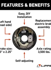 Curt Lippert Forward Self-Adjusting Brake Assembly - 10" x 2.25", 4-Bolt, 3.5K Left                                     - 1222583 - Image 3