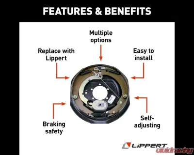 Curt Lippert Forward Self-Adjusting Brake Assem. - 12" x 2", 5-Bolt, 4-7K Left - 1222593