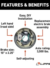 Curt Lippert Forward Self-Adjusting Brake Assem. - 10" x 2.25", 4-Bolt, 3.5K Right                                     - 1224503 - Image 3