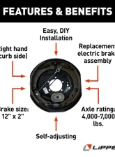Curt Lippert Forward Self-Adjusting Brake Assembly - 12" x 2", 5-Bolt, 4-7K Right                                     - 1224513 - Image 3