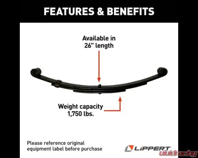 Curt Lippert Replacement Leaf Spring for Trailer Suspension System - 26", 1,750 lbs. - 124903L